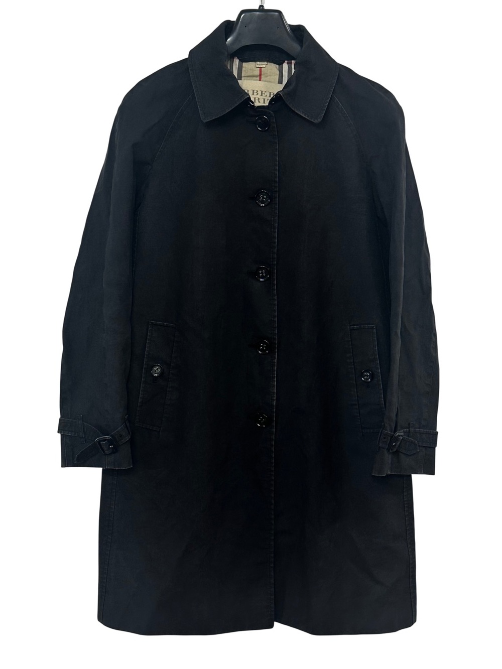Burberry Brit Black Single-Breasted Mac Trench